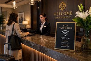 Wifi in a hotel reception area